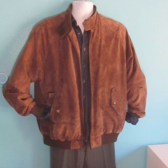 Orvis Other - Orvis Mens Size L Brown Leather Jacket Zip Front Coat 54” Chest